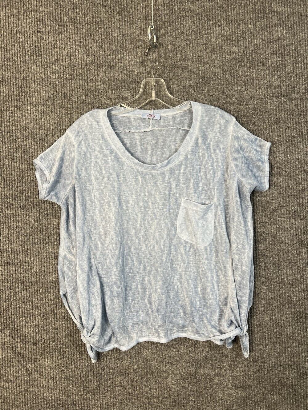 Scandal Top Womens Medium? Blue Tie Hem Lagenlook Made In Italy Short Sleeve